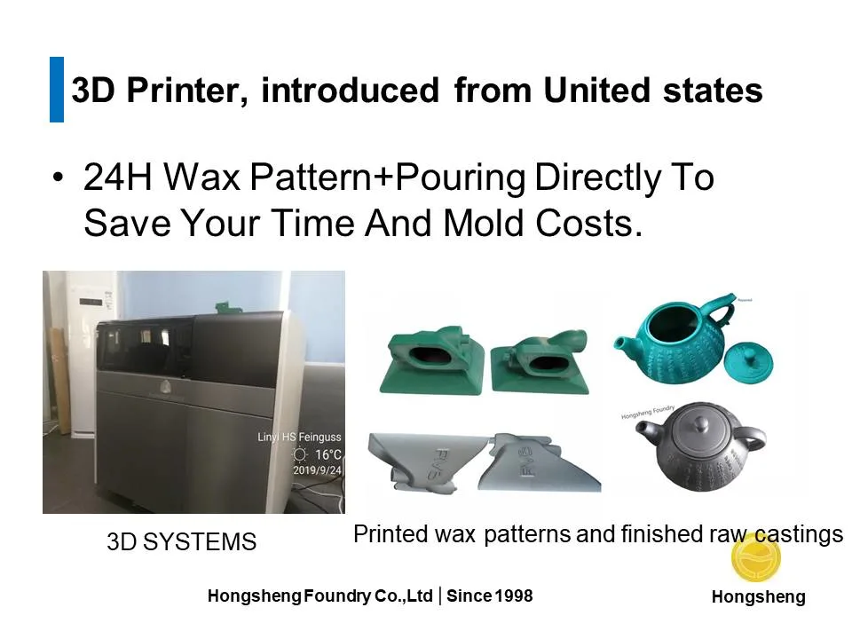 Customized Fabrication 3D Printing Wax Pattern Investment Casting Prototype for Machinery